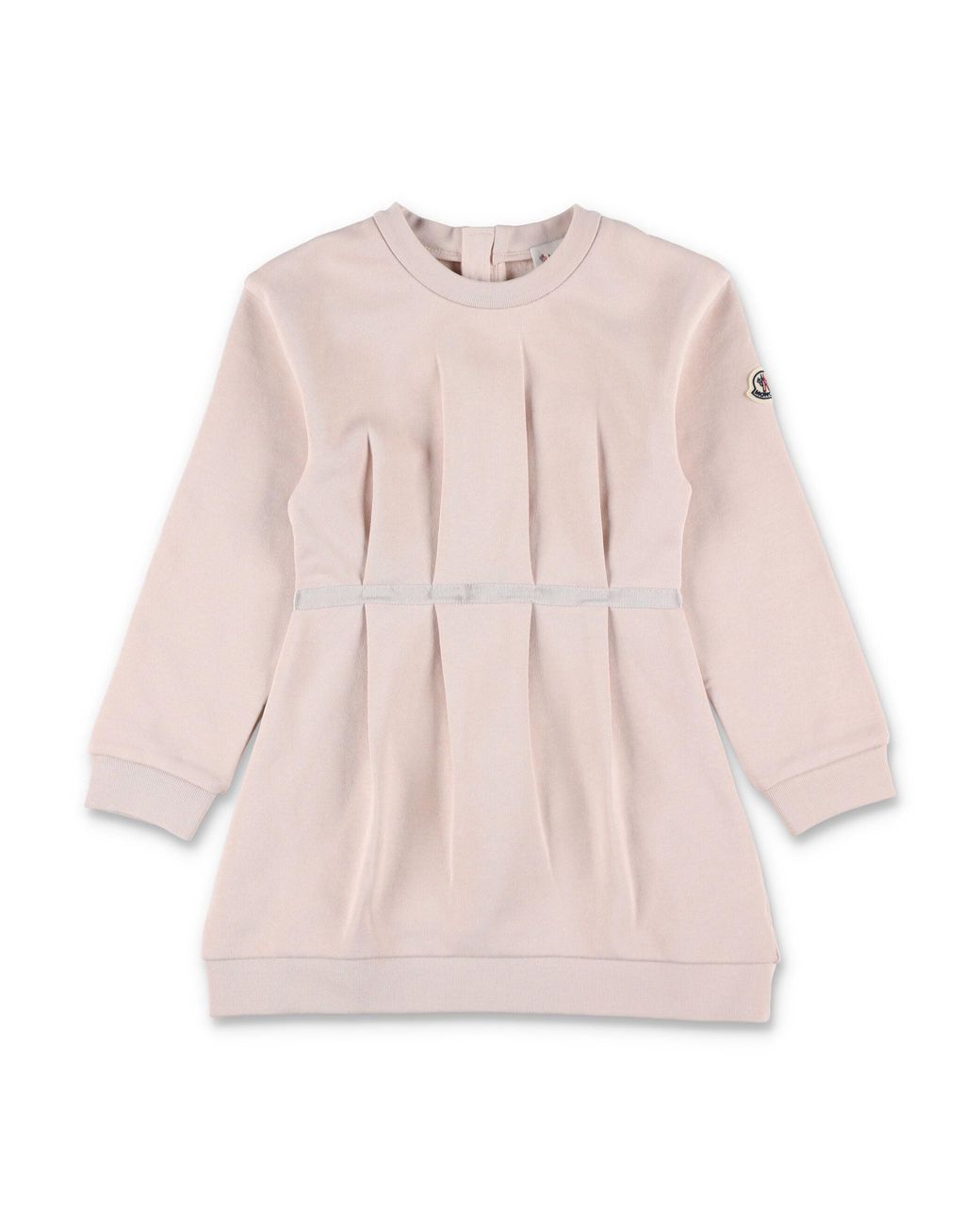 Moncler Pink Baby Girl Sweatshirt Dress With Velvet Waistband Detail