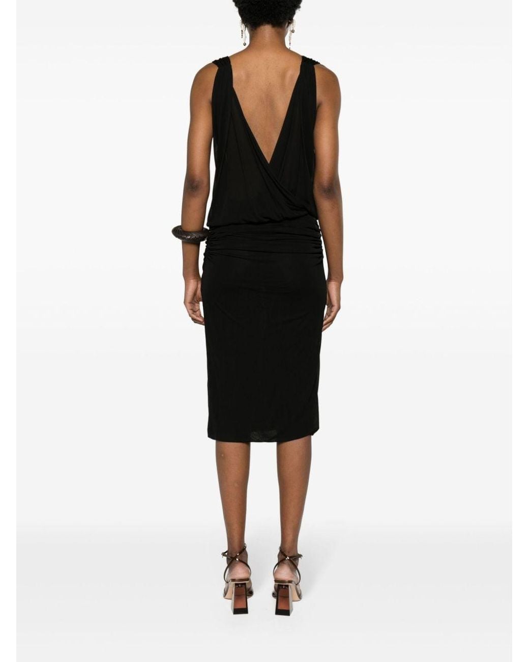 Saint Laurent Black V-Necked Mini Dress