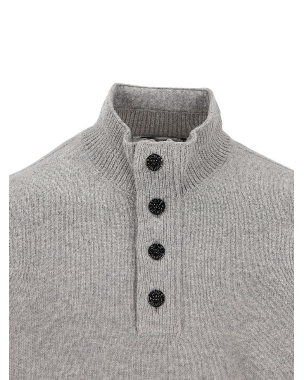 Stone Island Gray Wool Turtle-Neck Sweater