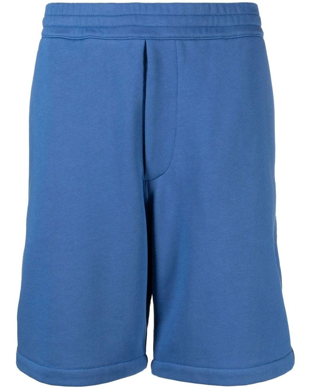 McQueen Blue Logo Cotton Shorts for men