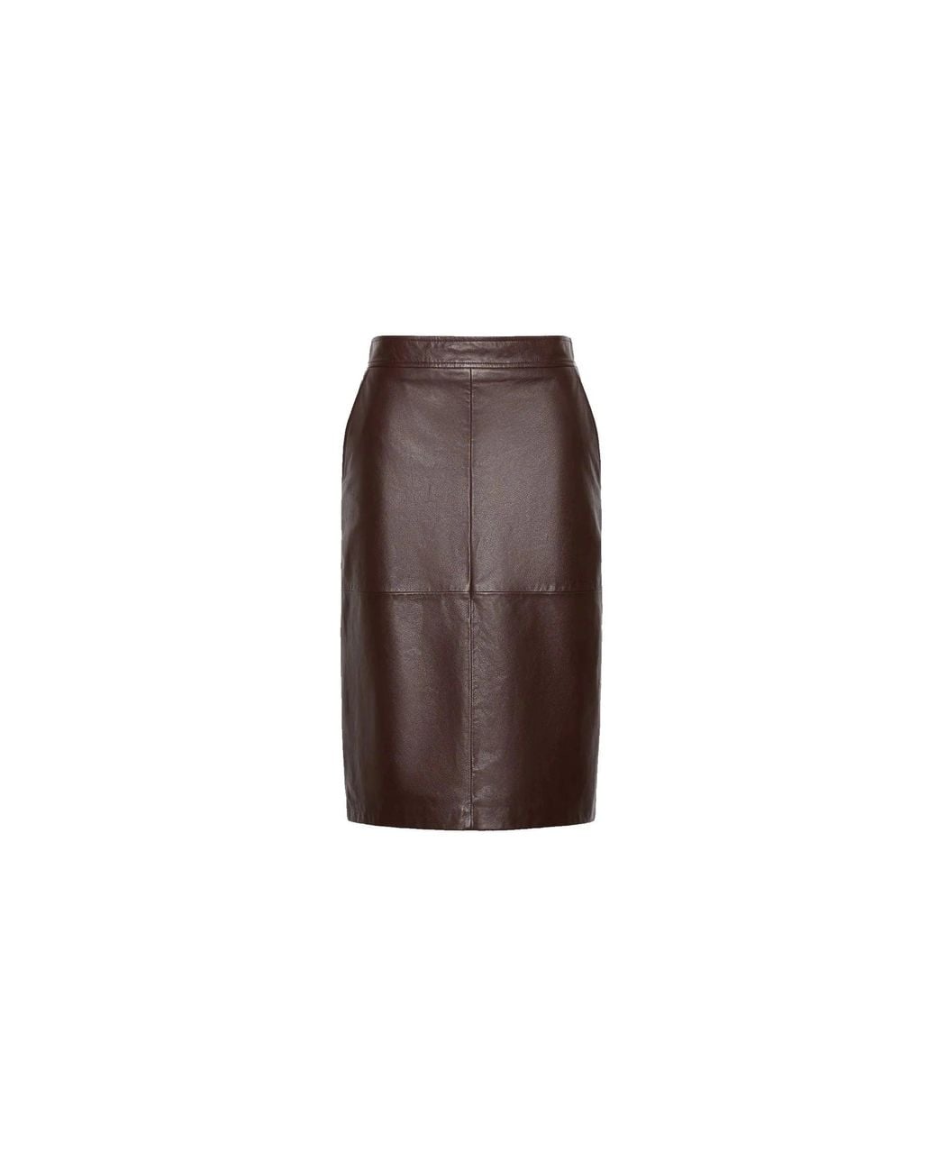 Max Mara Brown Studio Timore Leather Pencil Skirt