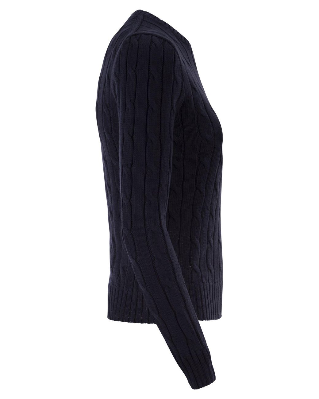 Polo Ralph Lauren Blue Cotton Cable Knit Crew Neck Jumper