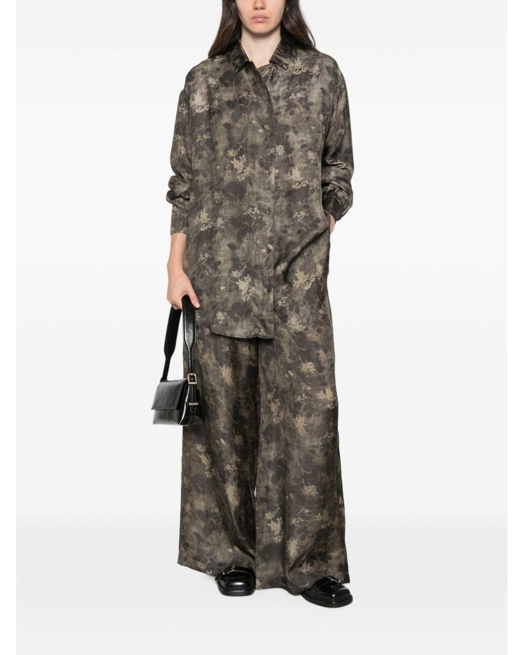 Uma Wang Green Pansy Printed Trousers