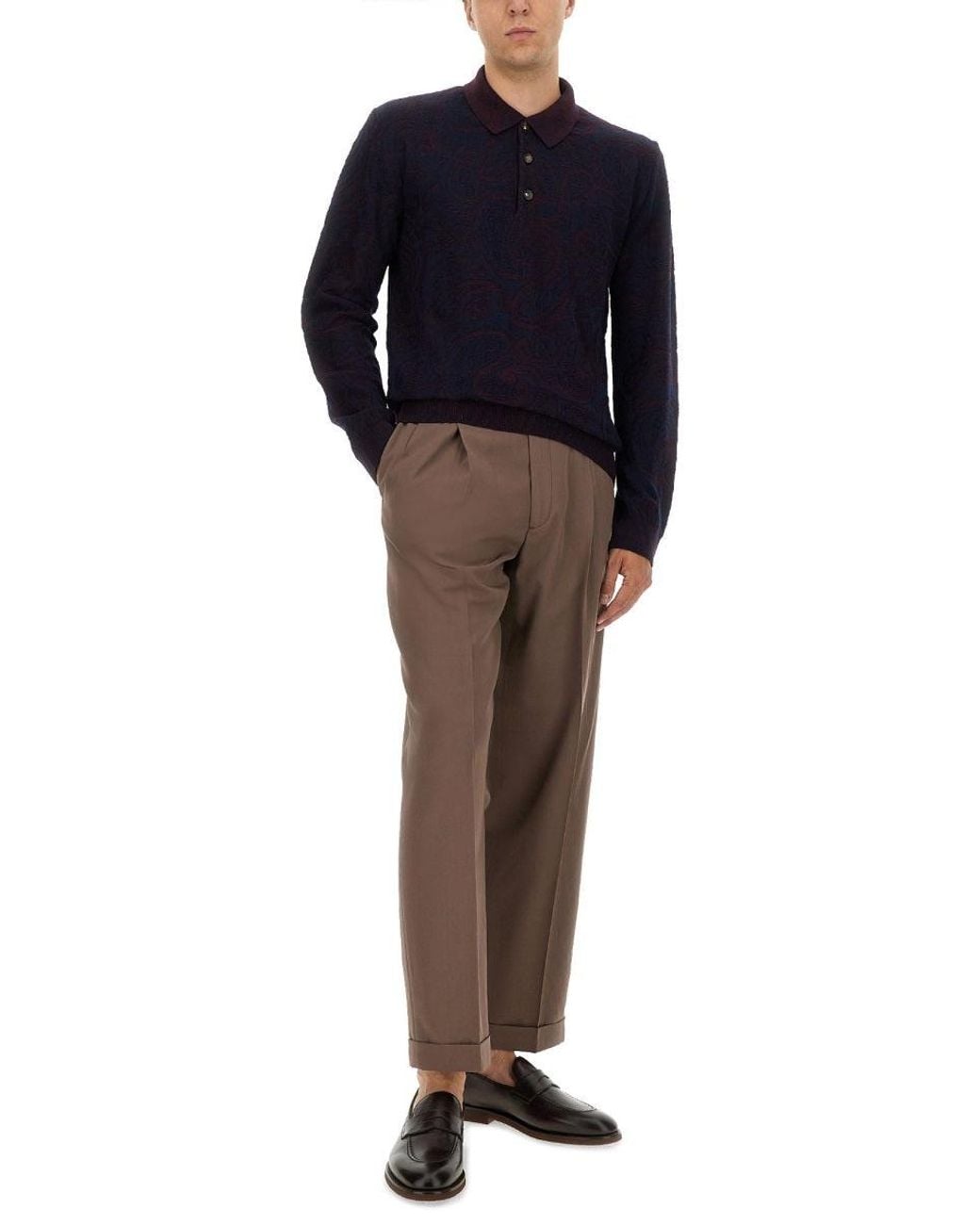Etro Blue Long Sleeved Polo Shirt