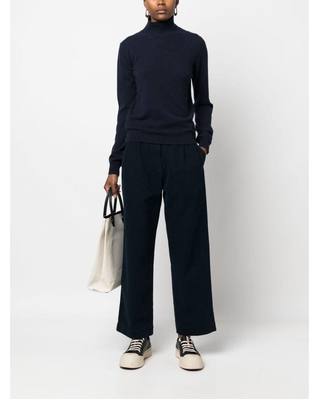 A.P.C. Blue Pleat-Detail Wide-Leg Cotton Trousers