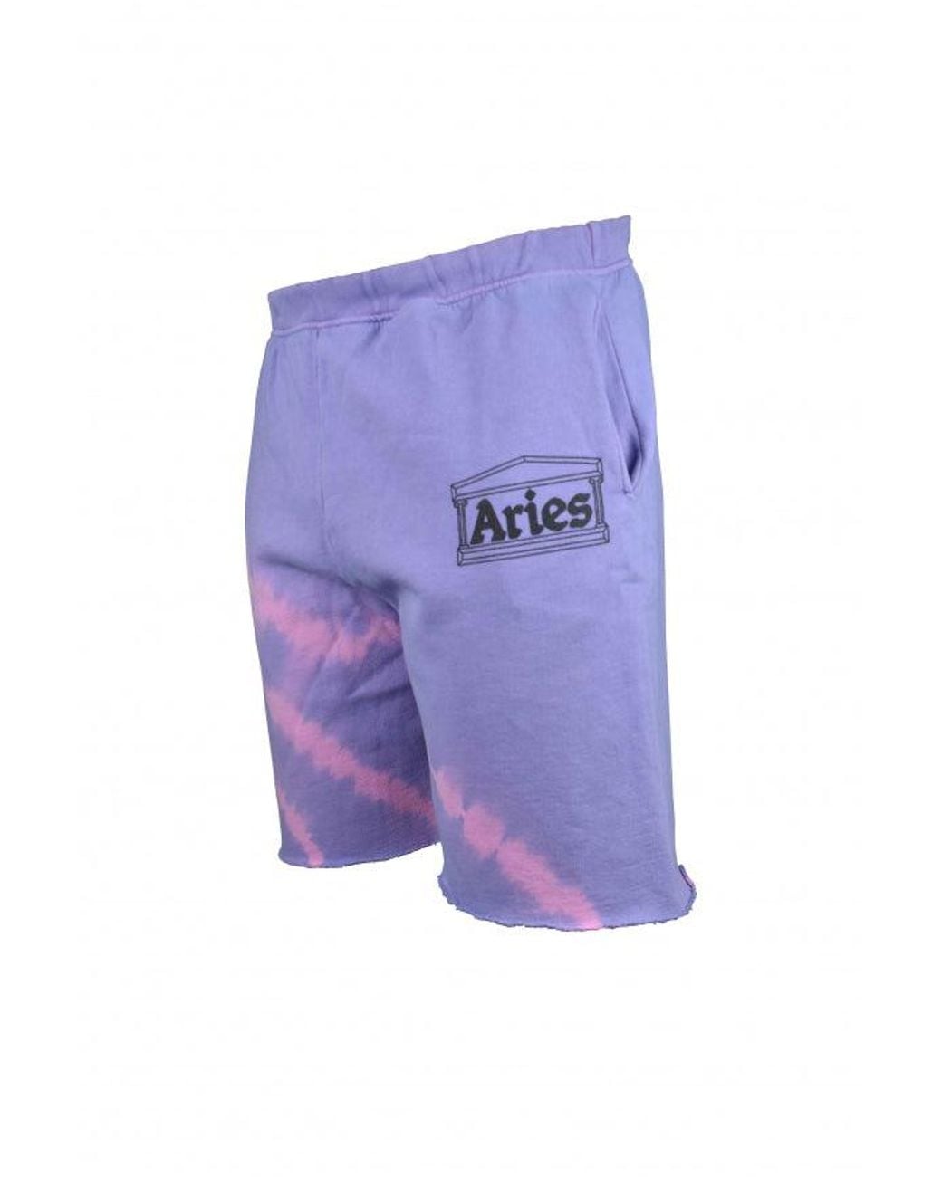 Aries Blue Tie-Dye Cotton Logo Shorts for men