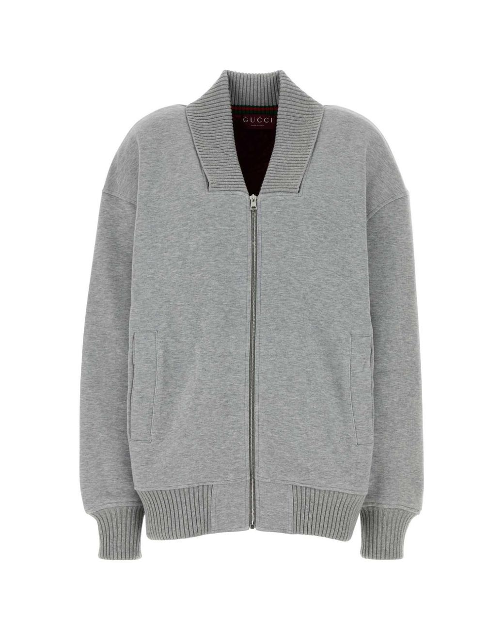 Gucci Gray Cotton Blend Bomber Jacket