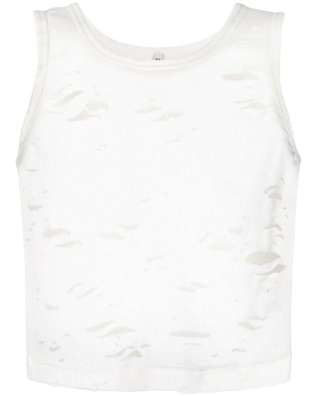 R13 White Distressed Tank Top