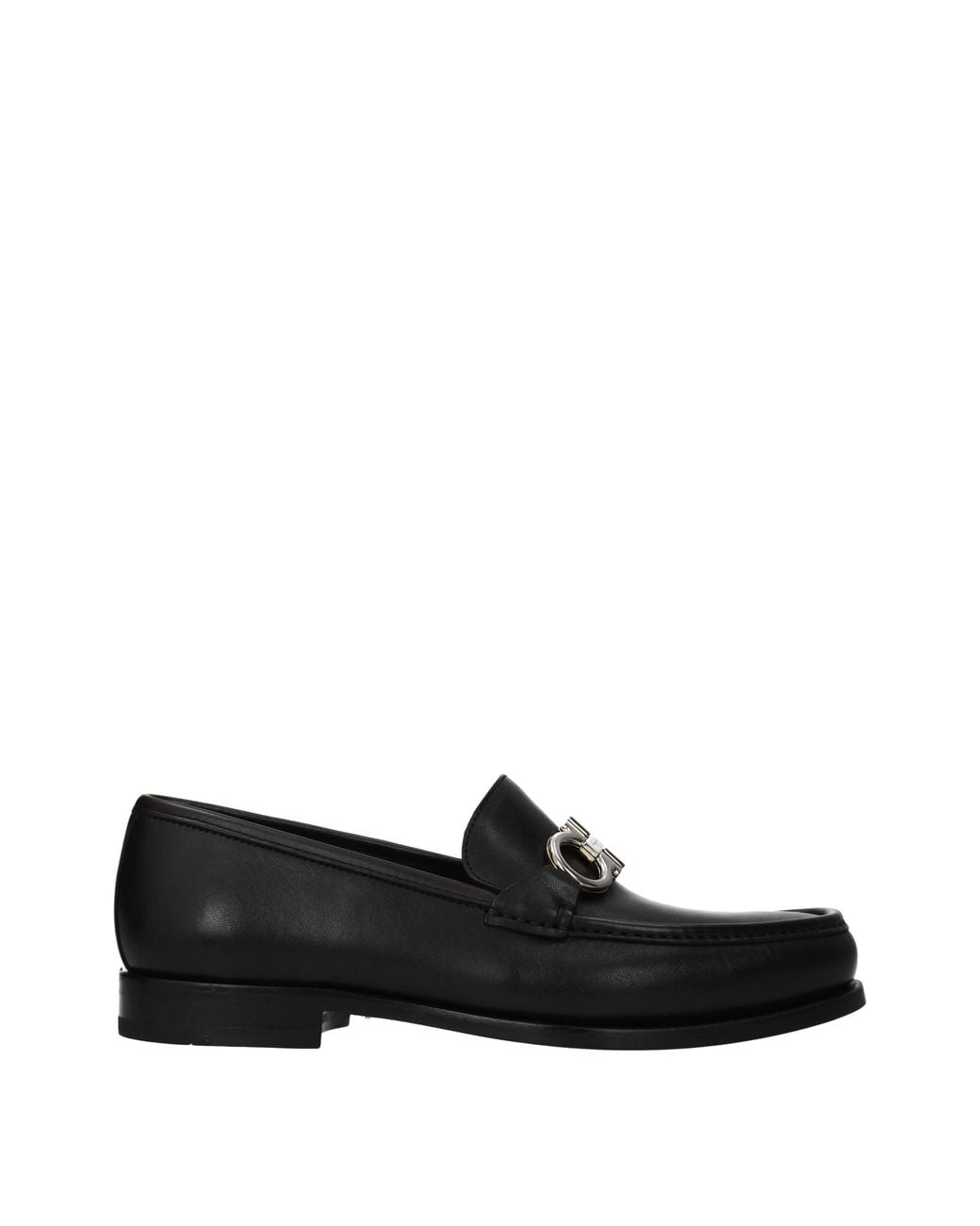Ferragamo Black Rolo Moccasins Leather