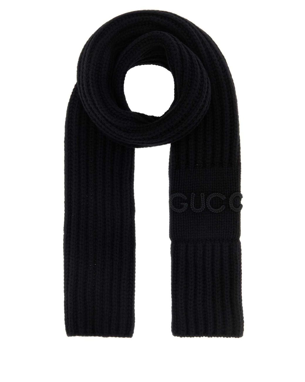 Gucci Black Wool Blend Scarf
