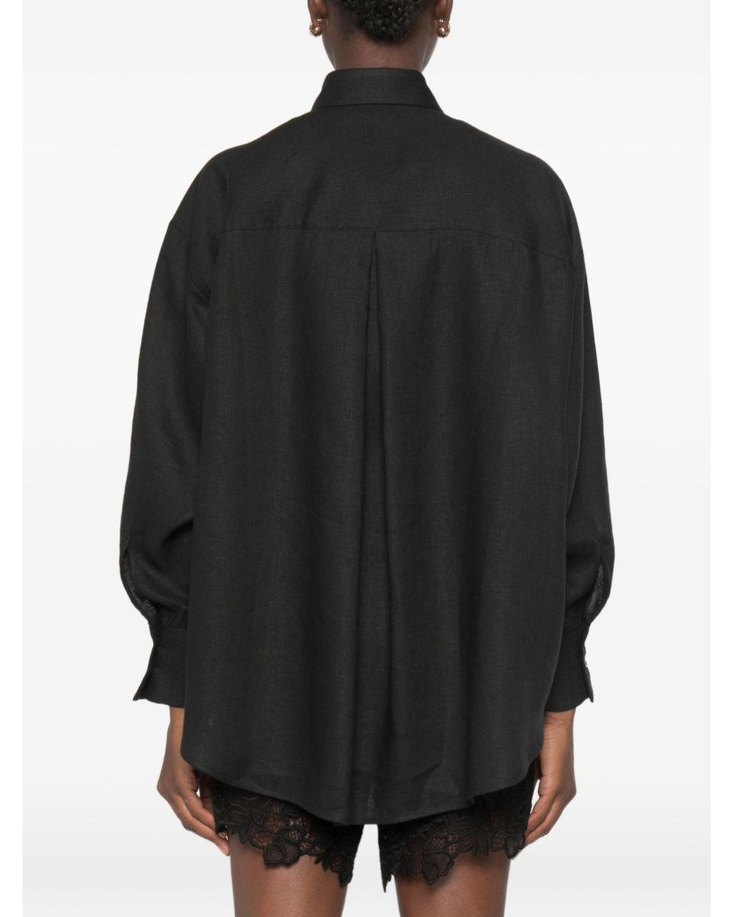 Ermanno Scervino Black Linen Oversized Shirt