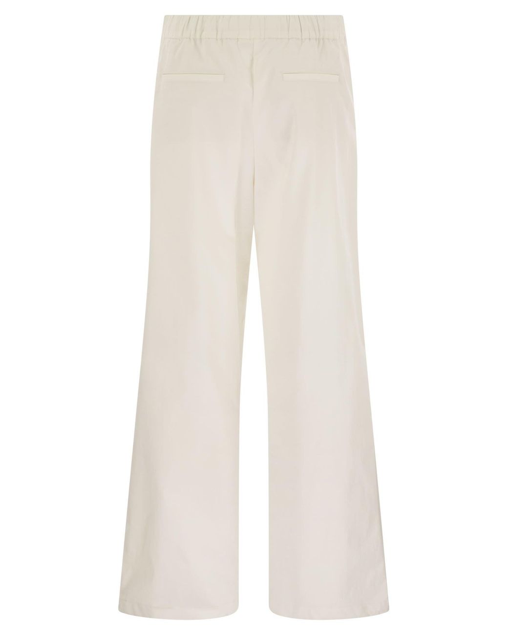 Herno White Resort Cotton Trousers With Drawstring
