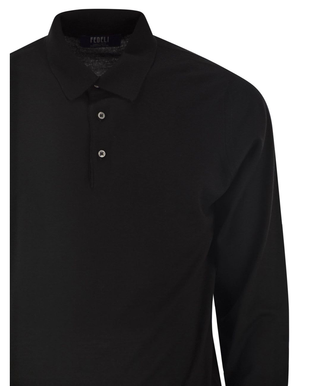 Fedeli Virgin Wool Polo Shirt in het Black voor heren