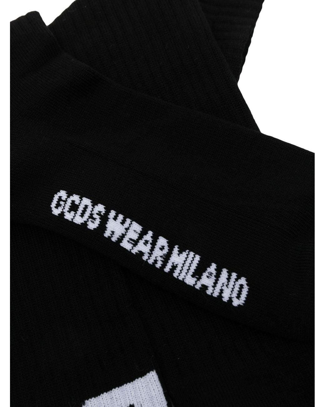 Gcds Black Intarsia-Knit Mid-Calf Socks for men