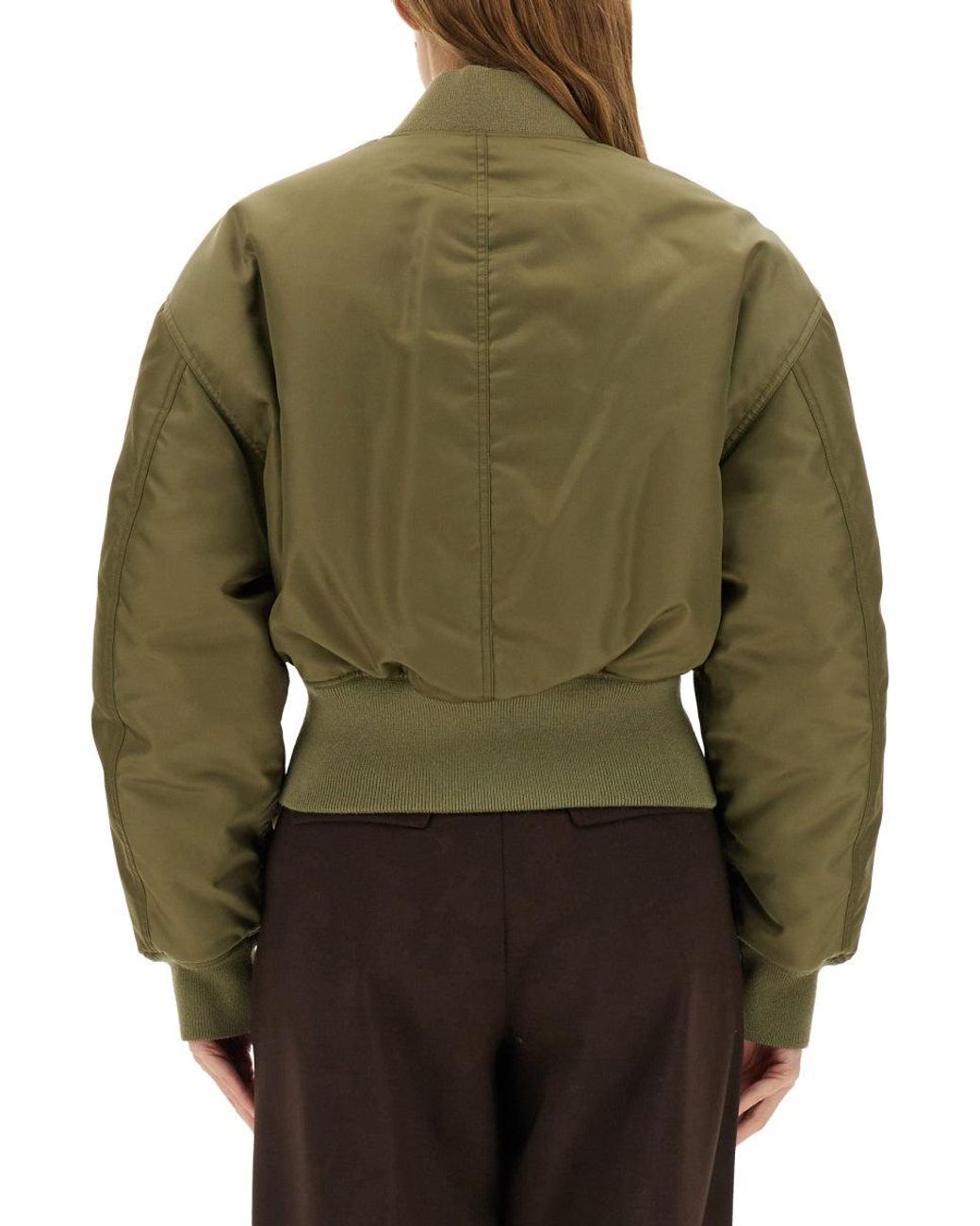 Saint Laurent Green Cropped Bomber Jacket