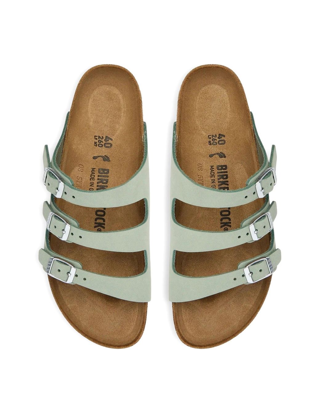Birkenstock Green Florida Pure Sage, Nubuck Leather
