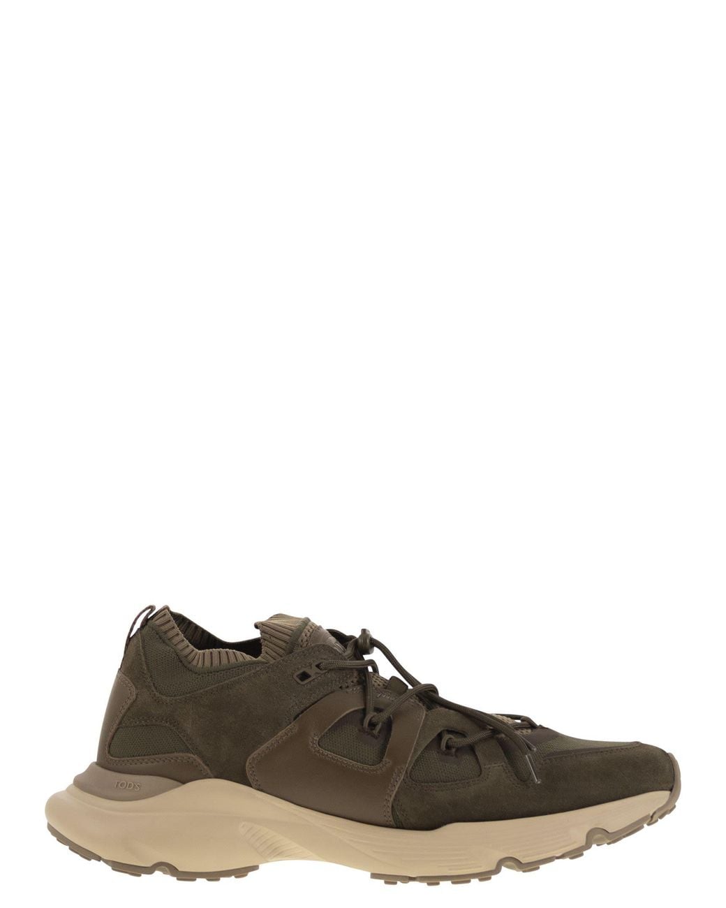 Tod's Brown Leather And Technical Fabric Sneakers for men