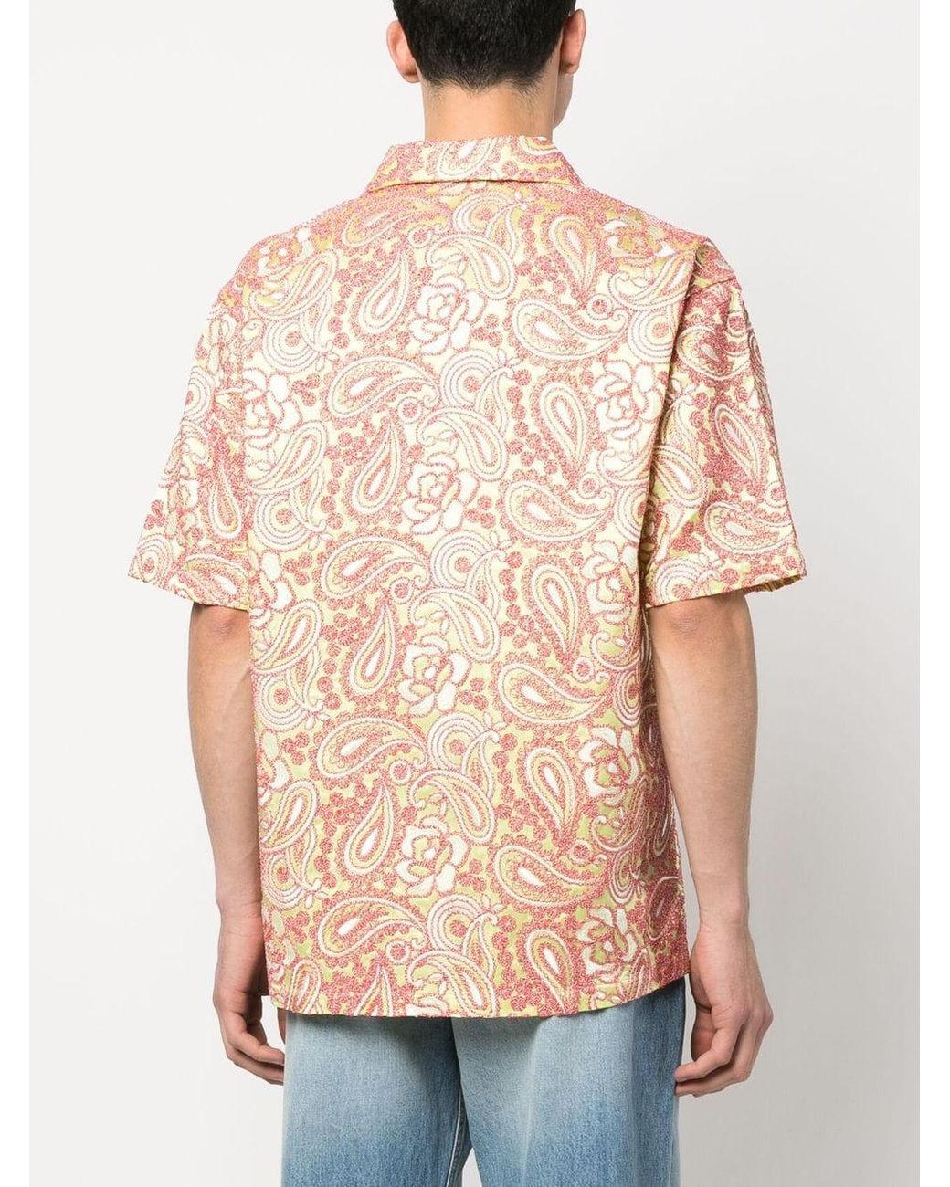 Bluemarble Pink Paisley-Print Short-Sleeve Shirt for men