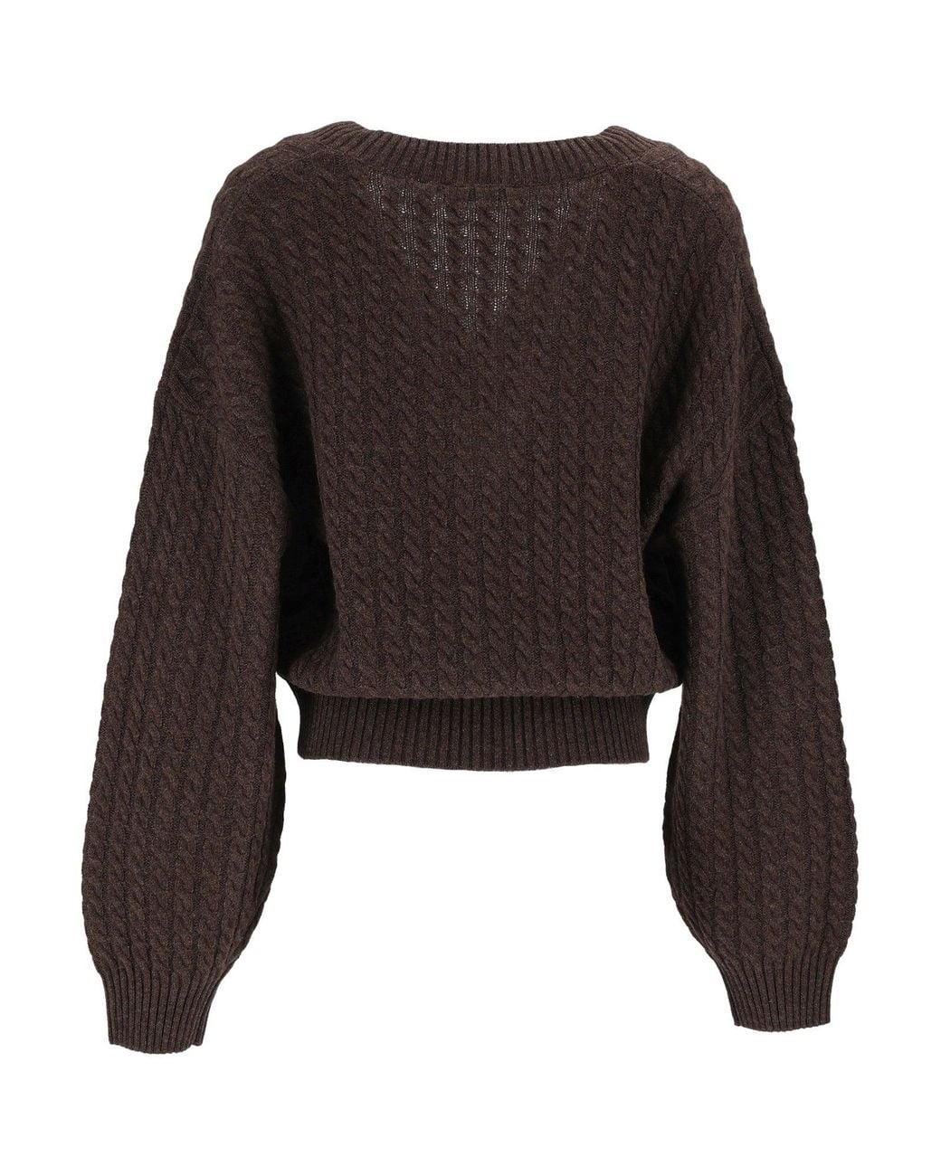 ROTATE BIRGER CHRISTENSEN Black Regular-Fit Cable-Knit V-Neck Sweater