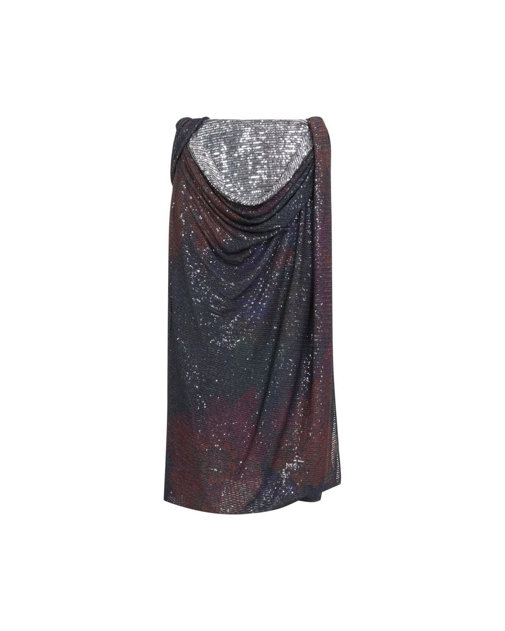 Maison Margiela Gray Sequins Draped Maxi Skirt