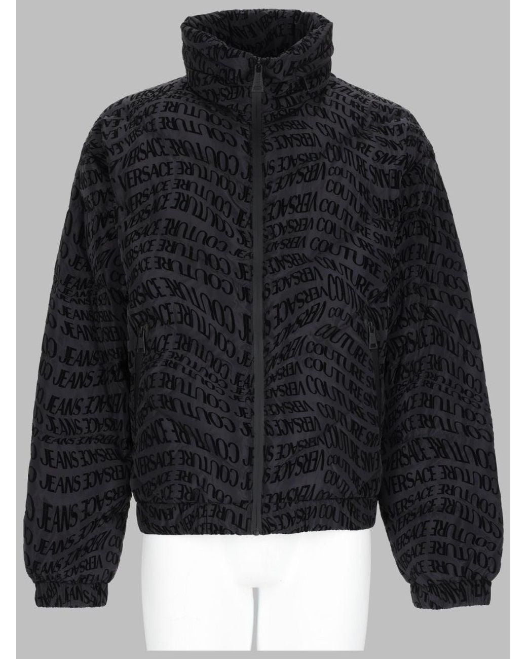 Versace Jeans Couture Black Logo Print Puffer Jacket for men