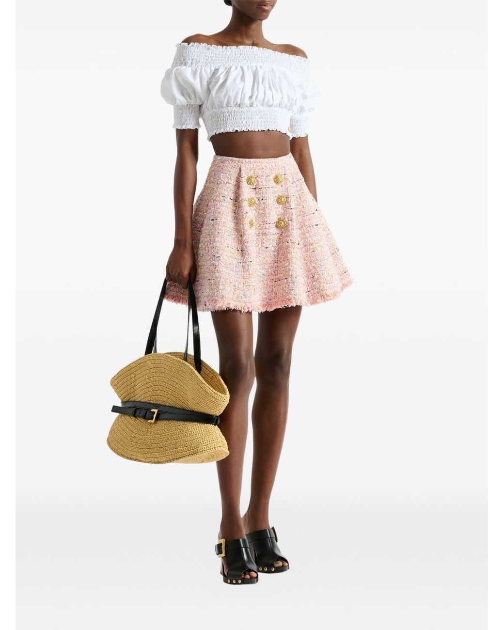 Balmain Pink Tweed Mini Skirt