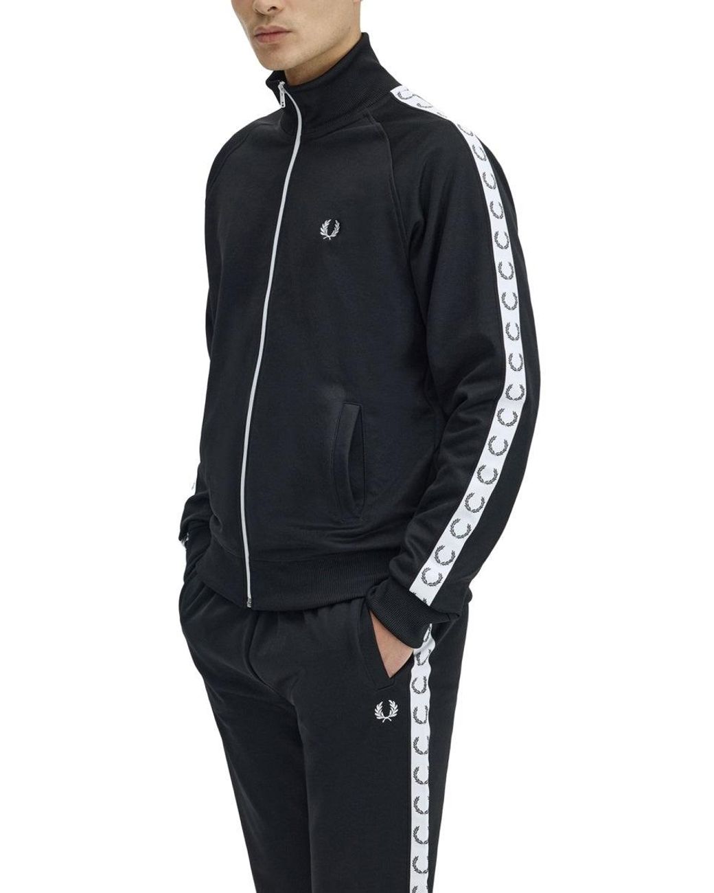 Fred Perry Black Felpa Tracksuit Con Logo E Zip