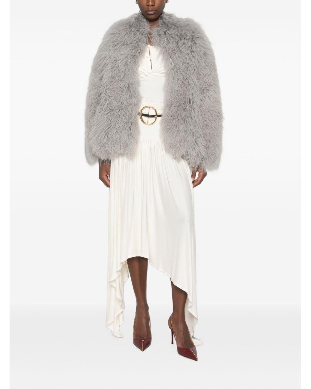 Martha Louis Gray Shearling Effect Jacket