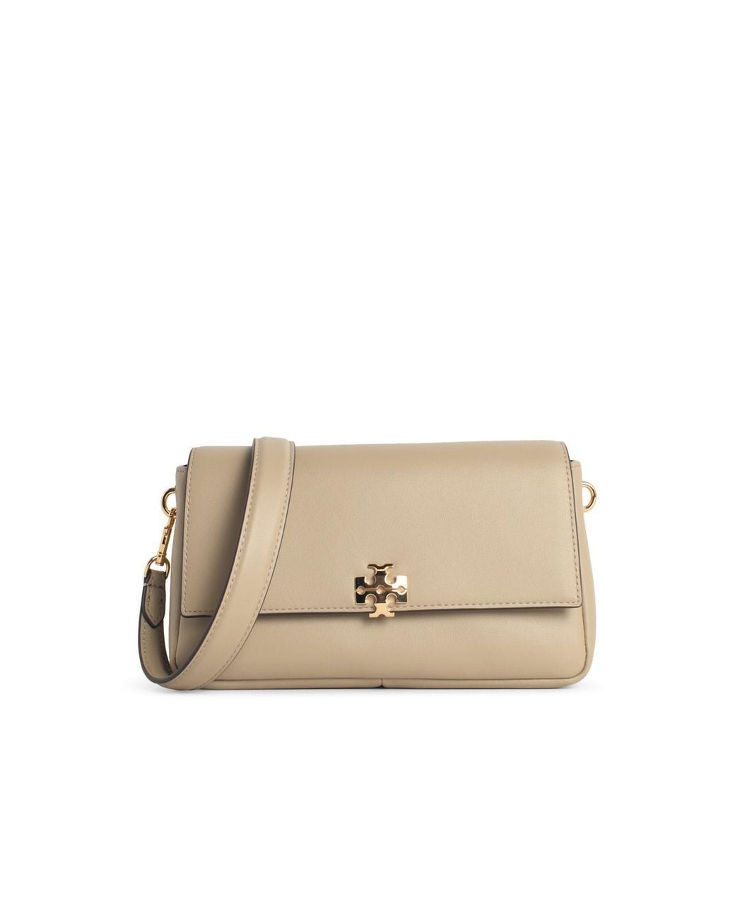 Tory Burch Natural 'Charlie' Small 'Soft Cement' Suede Shoulder Bag