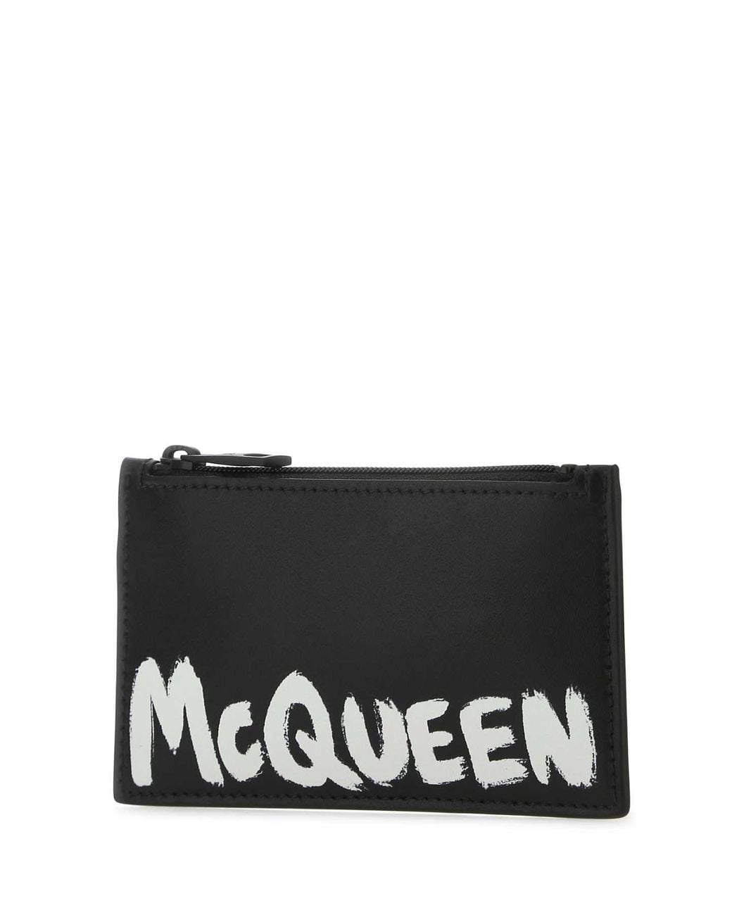 McQueen Black Leather Card Holder for men