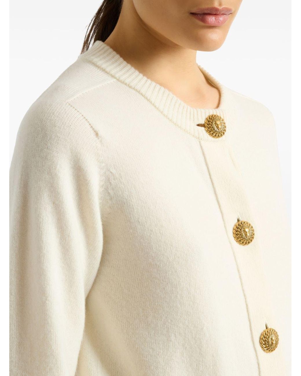 Balmain White Cashmere Cardigan