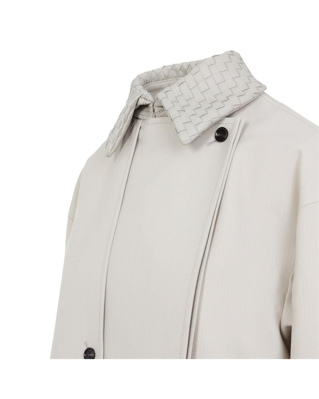 Bottega Veneta White Wool Cotton Striped Coat
