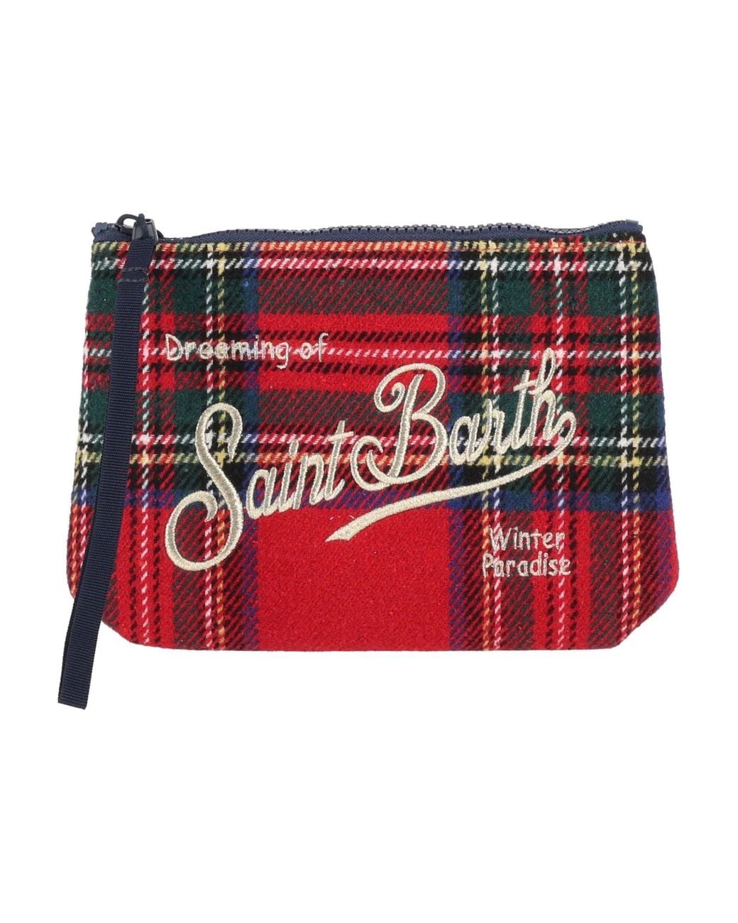 Mc2 Saint Barth Red Aline Wool Tartan 41 Or Emb