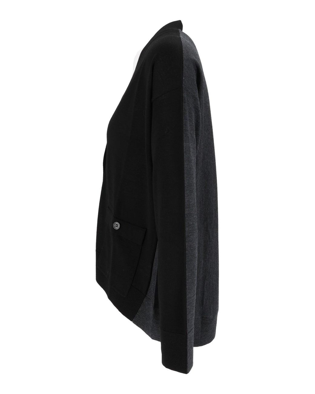 Kangra Cashmere Black Rounded Color Block Flap Pocket Jacket