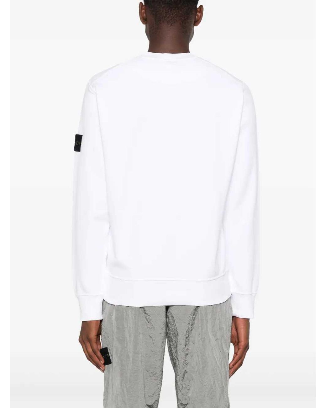 Stone Island White Logo-Patch Sweatshirt for men
