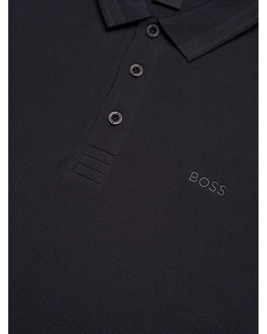 Boss Blue Cotton Piqué Polo Shirt With Logo for men