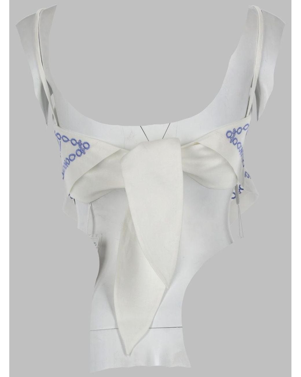 Self-Portrait Blue Linen-Cotton Blend Mini Top