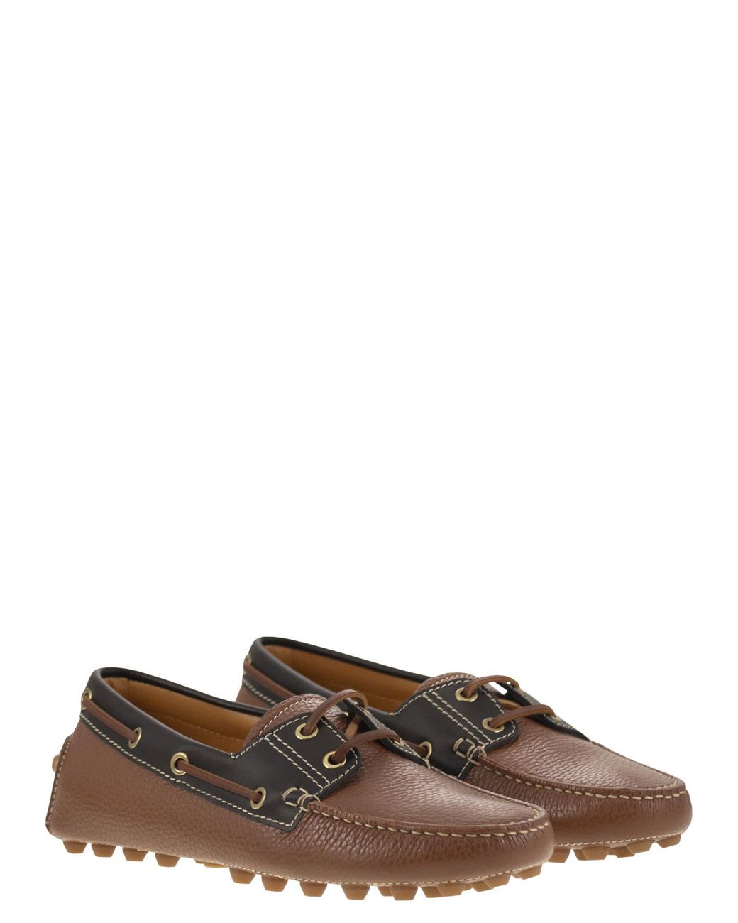 Tod's Brown Leather Boat Bubble Grommet