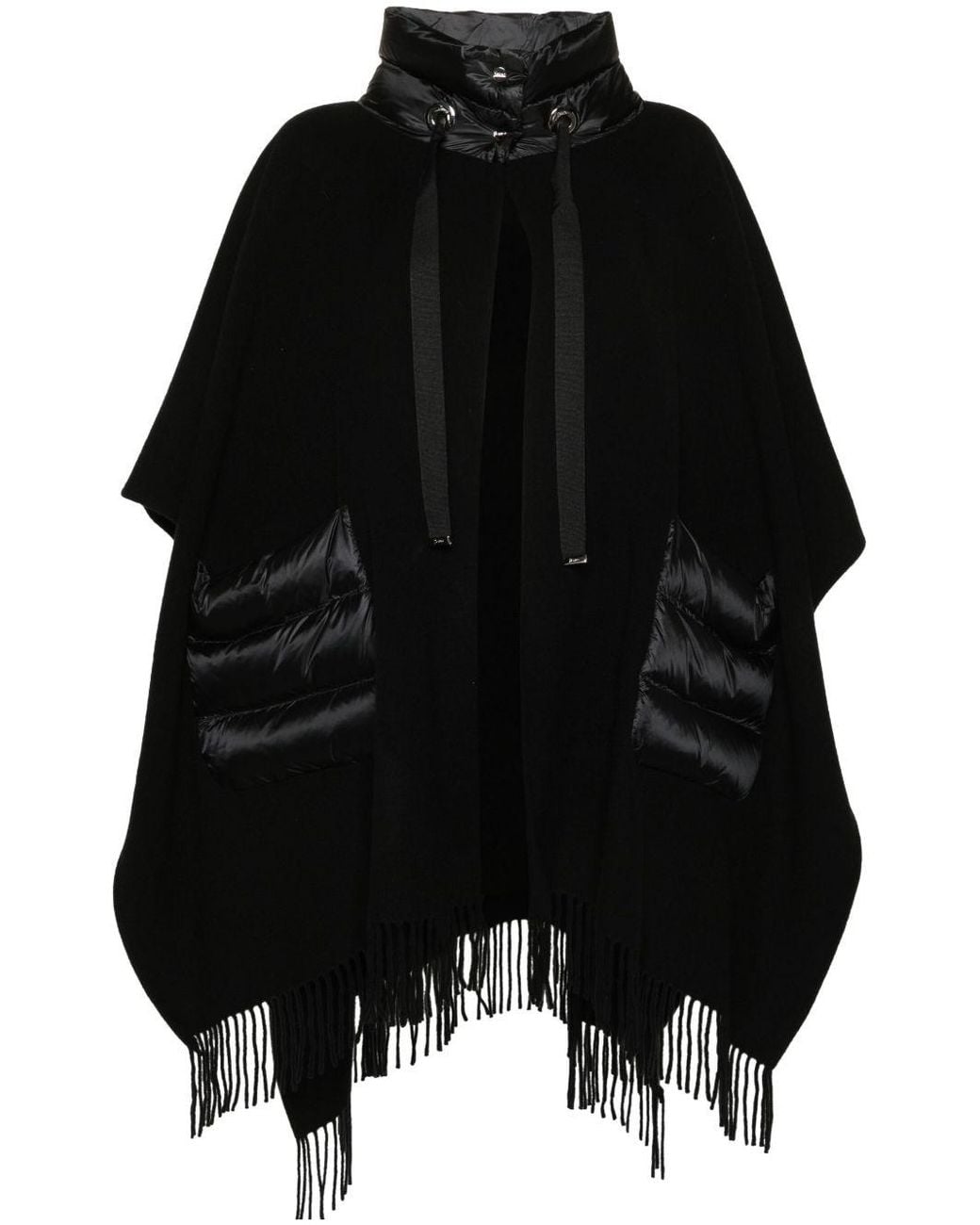 Herno Black Wool And Nylon Cape