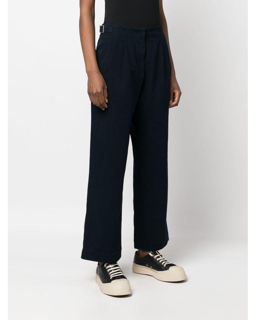 A.P.C. Blue Pleat-Detail Wide-Leg Cotton Trousers