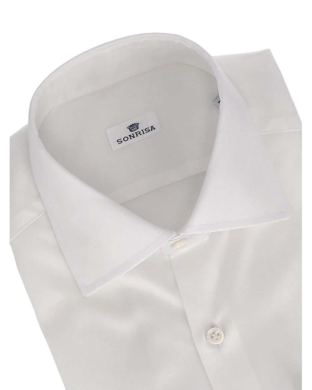 Sonrisa White Classic Cotton Dress Shirt With Pointed Collar for men