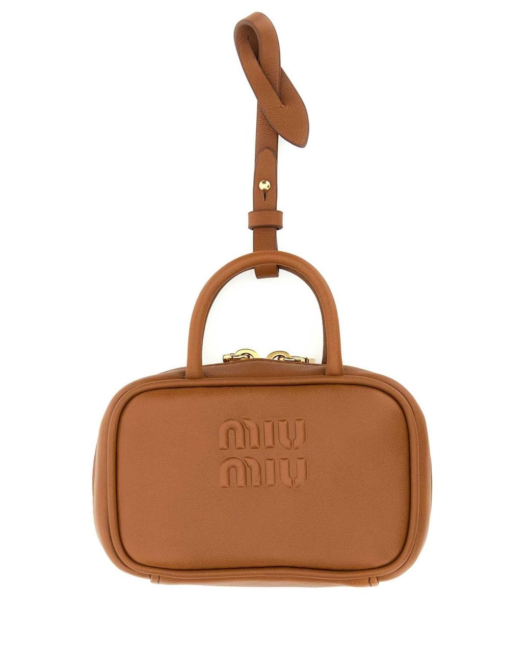 Miu Miu Brown Camel Leather Beau Keyring Necessaire