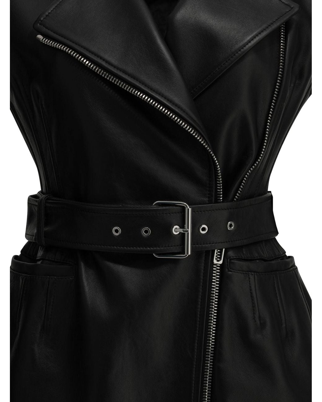 Max Mara Mouwloos Leren Jack in het Black