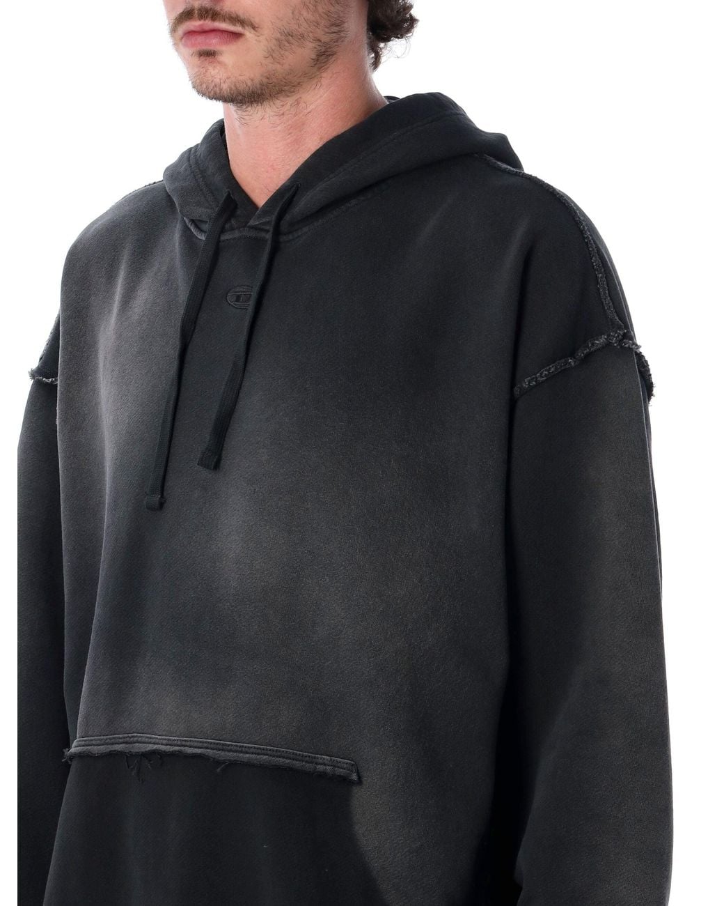 DIESEL Blue Relaxed Fit Washed Hoodie With Vintage Detailing
