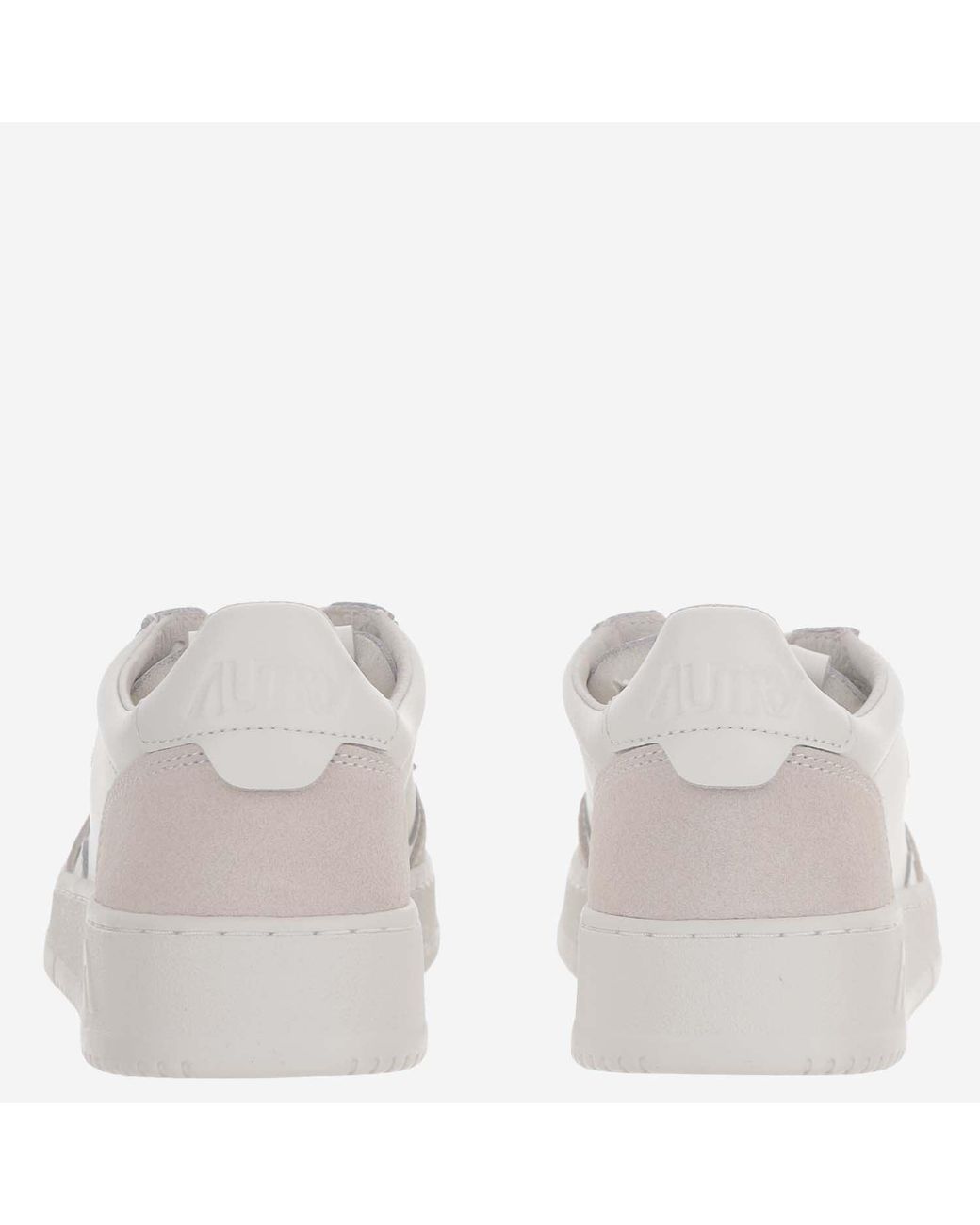 Autry White Round Toe Sneakers With Leather And Suede Panels