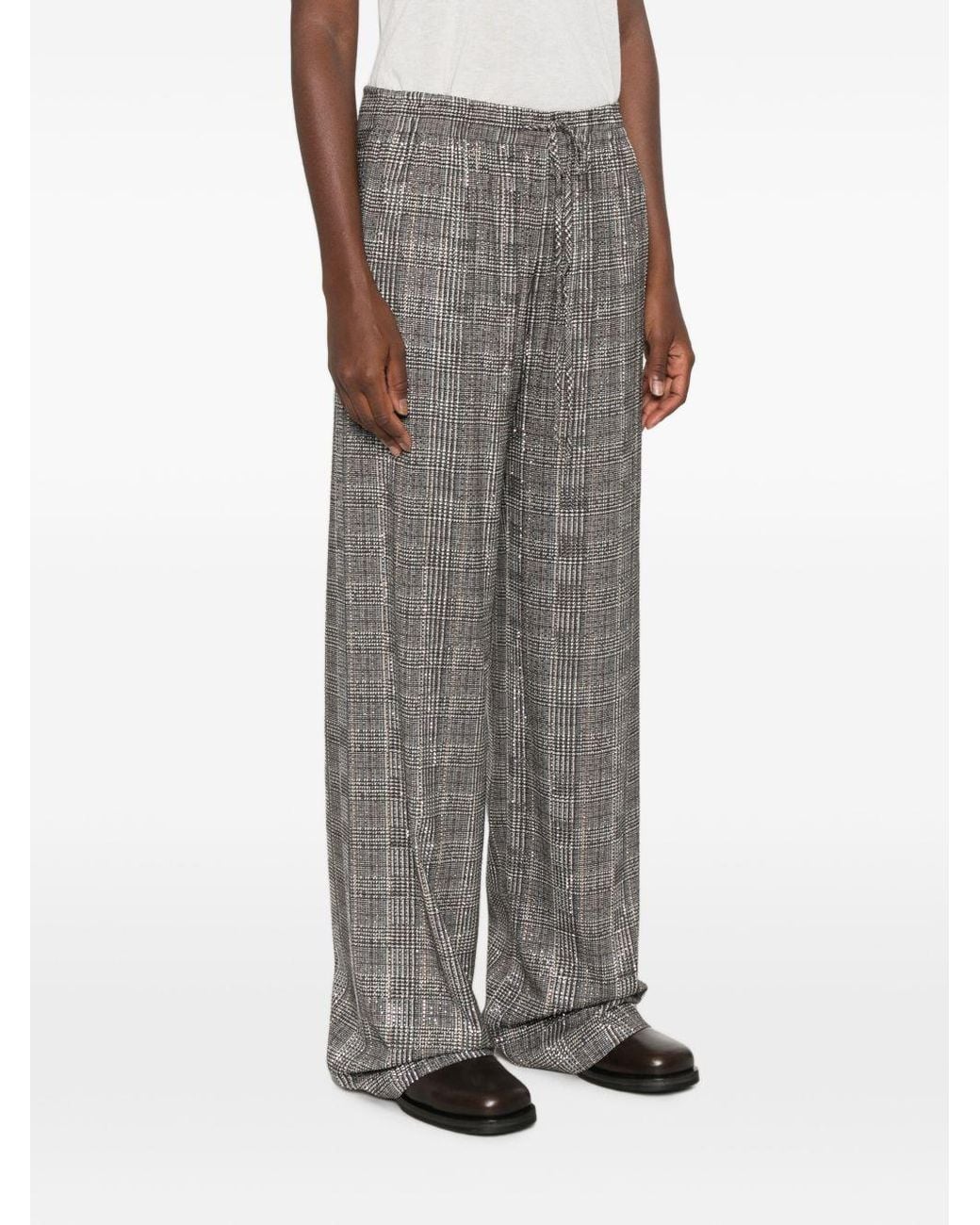 Ermanno Scervino Gray Checked Trousers