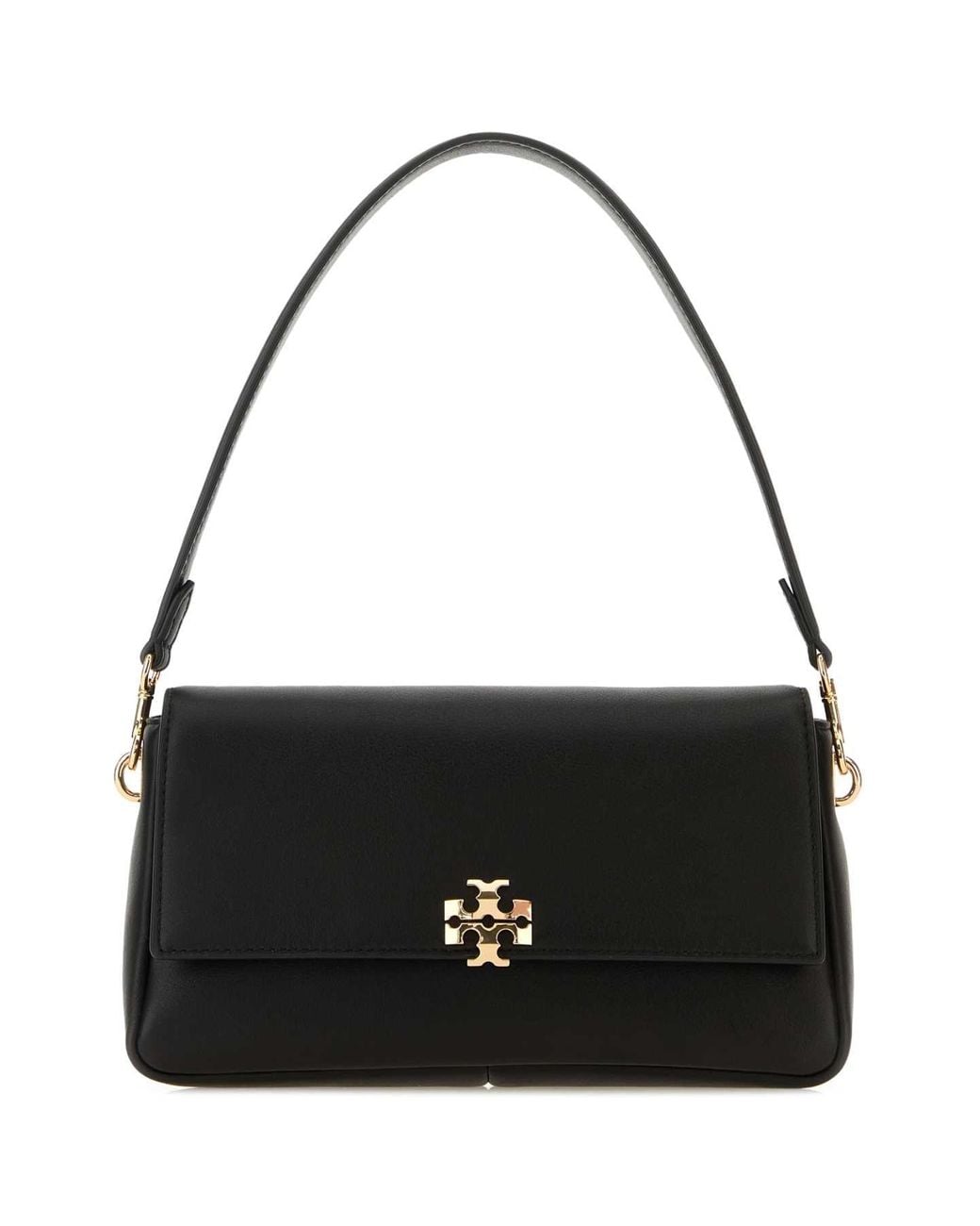 Tory Burch Black Leather Small Charlie Shoulder Bag