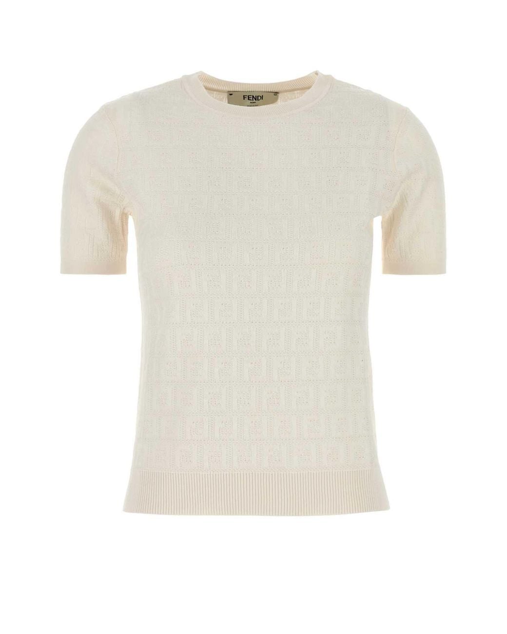 Fendi White Ivory Cotton Blend Sweater