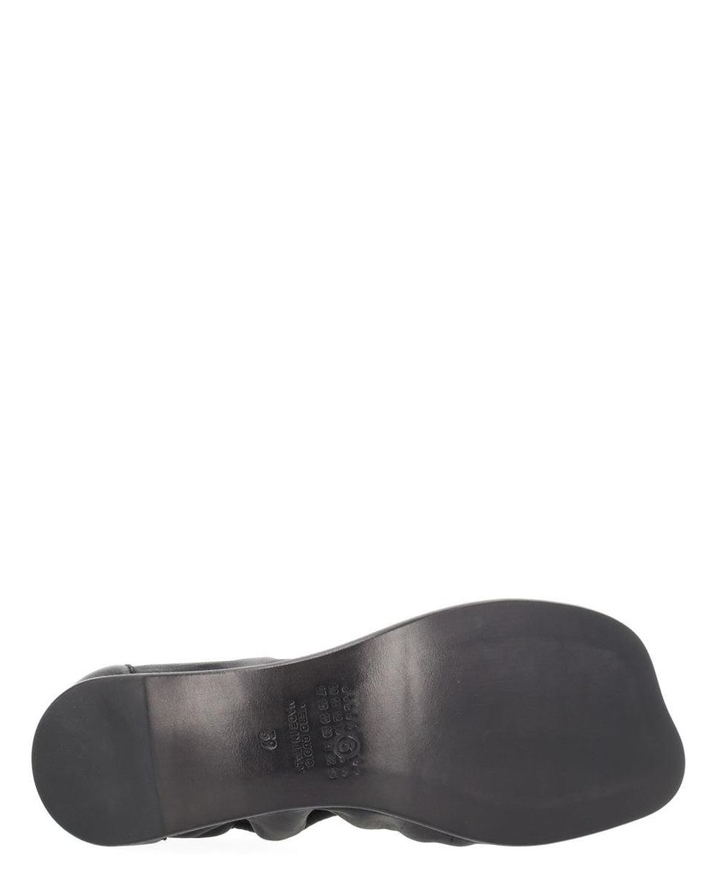 MM6 by Maison Margiela Black Leather Ballet Flats