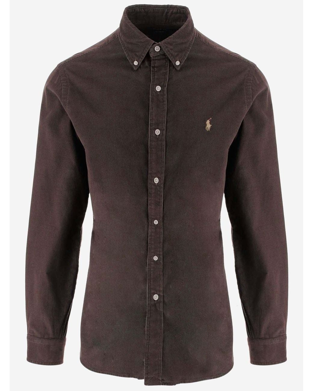 Polo Ralph Lauren Brown Ribbed Velvet Shirt